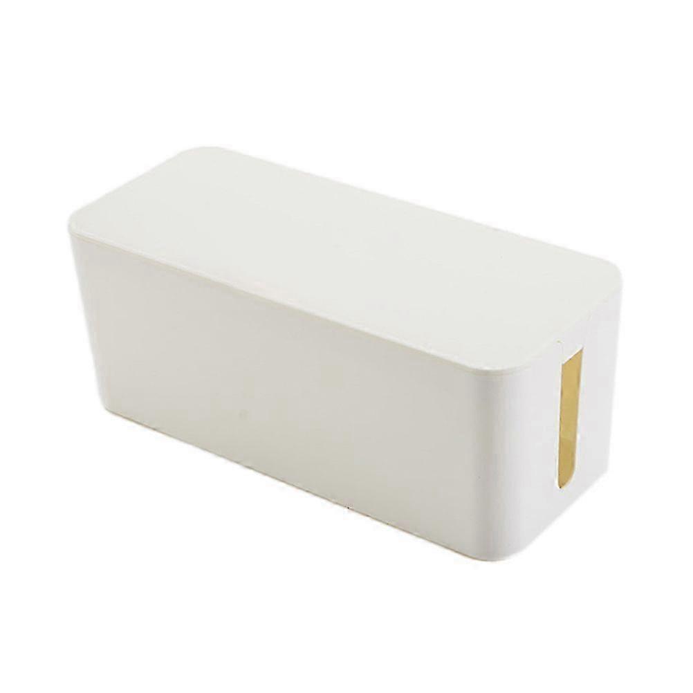 Power Cord Storage Box Plastic Power Strip Data Headset Finishing Wire Organizer (L, White)White