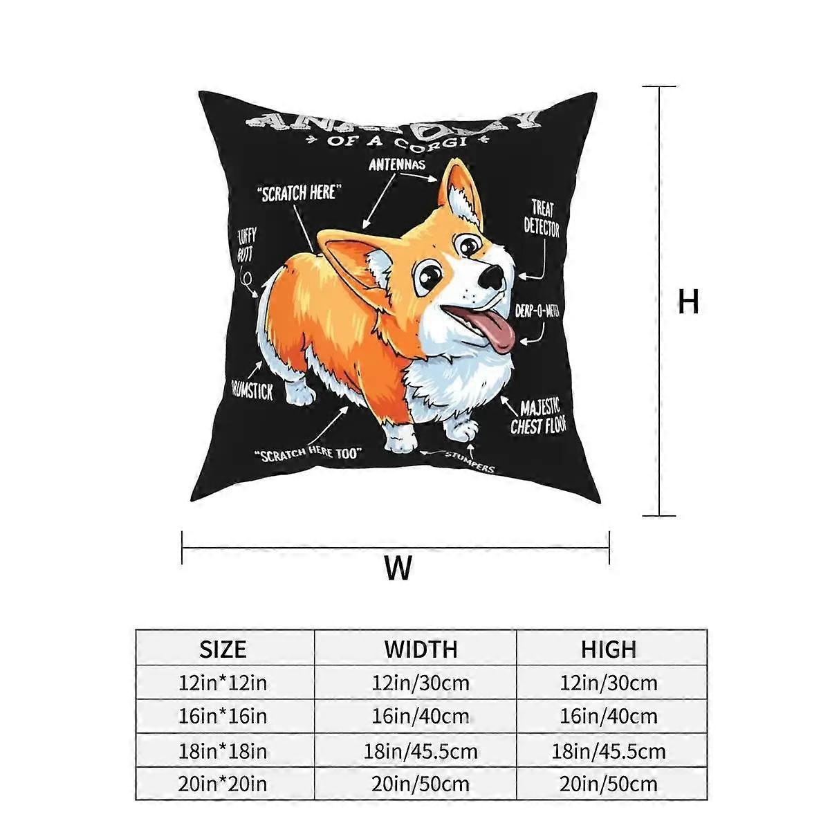 Housse de coussin carrée en polyester à motif chiot Corgi
