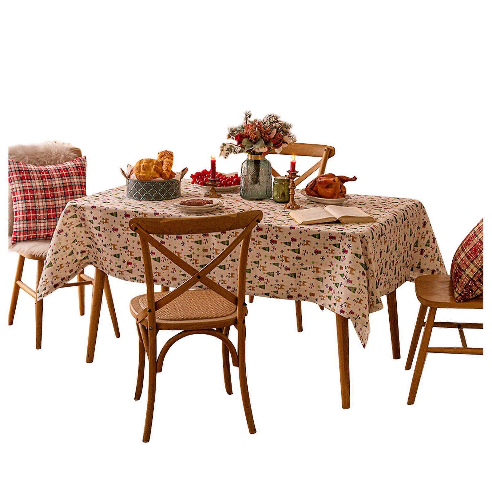 Christmas Pattern Tablecloth Fade Resistant Polyester Rectangular Table Cover for Holiday Seasonal Home Dning Decors Multicolor