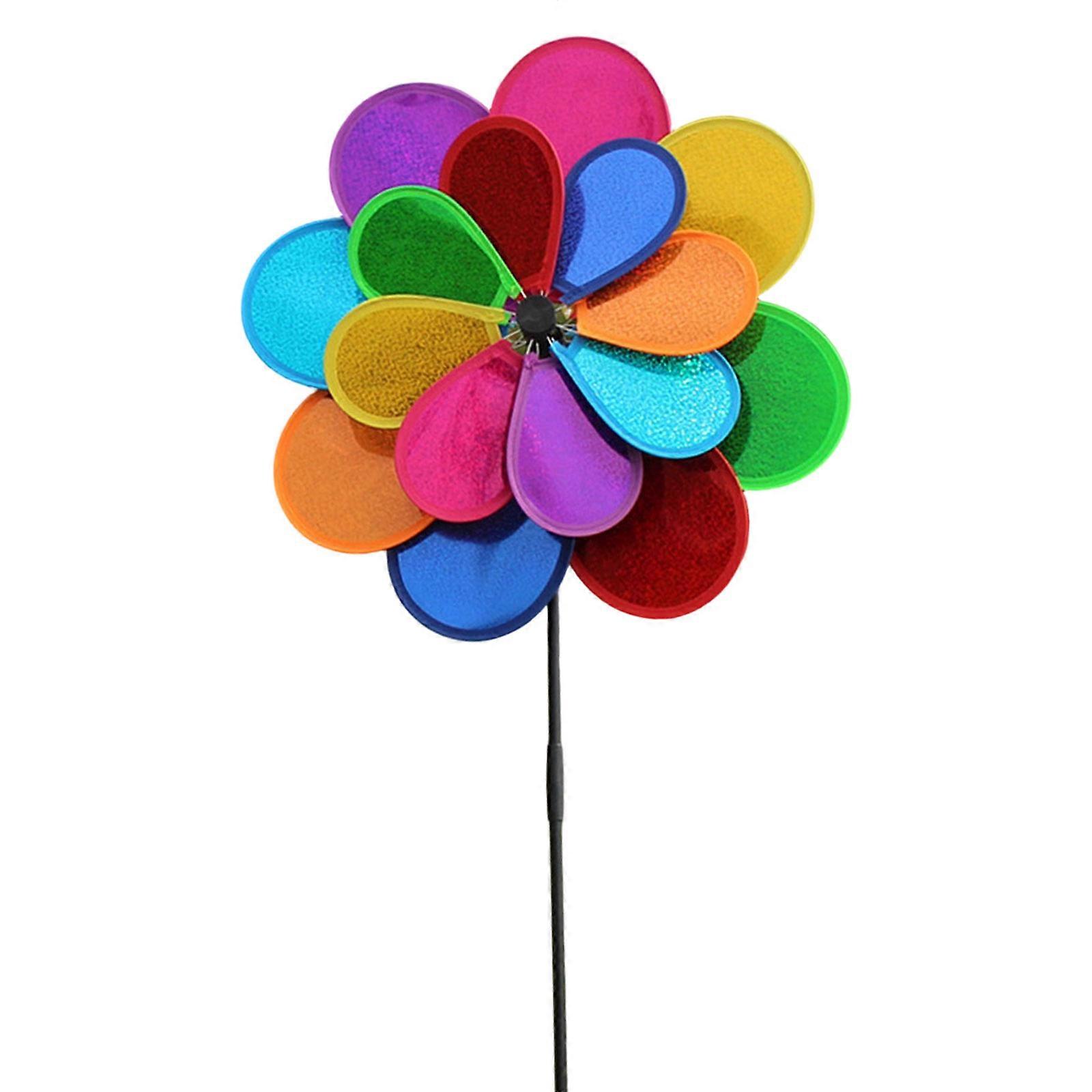 Windmills Decorative Stake For Outdoor Spaces Rotate Blades With Cloth And Plastic Simple Setups Colorful Pattern  B
