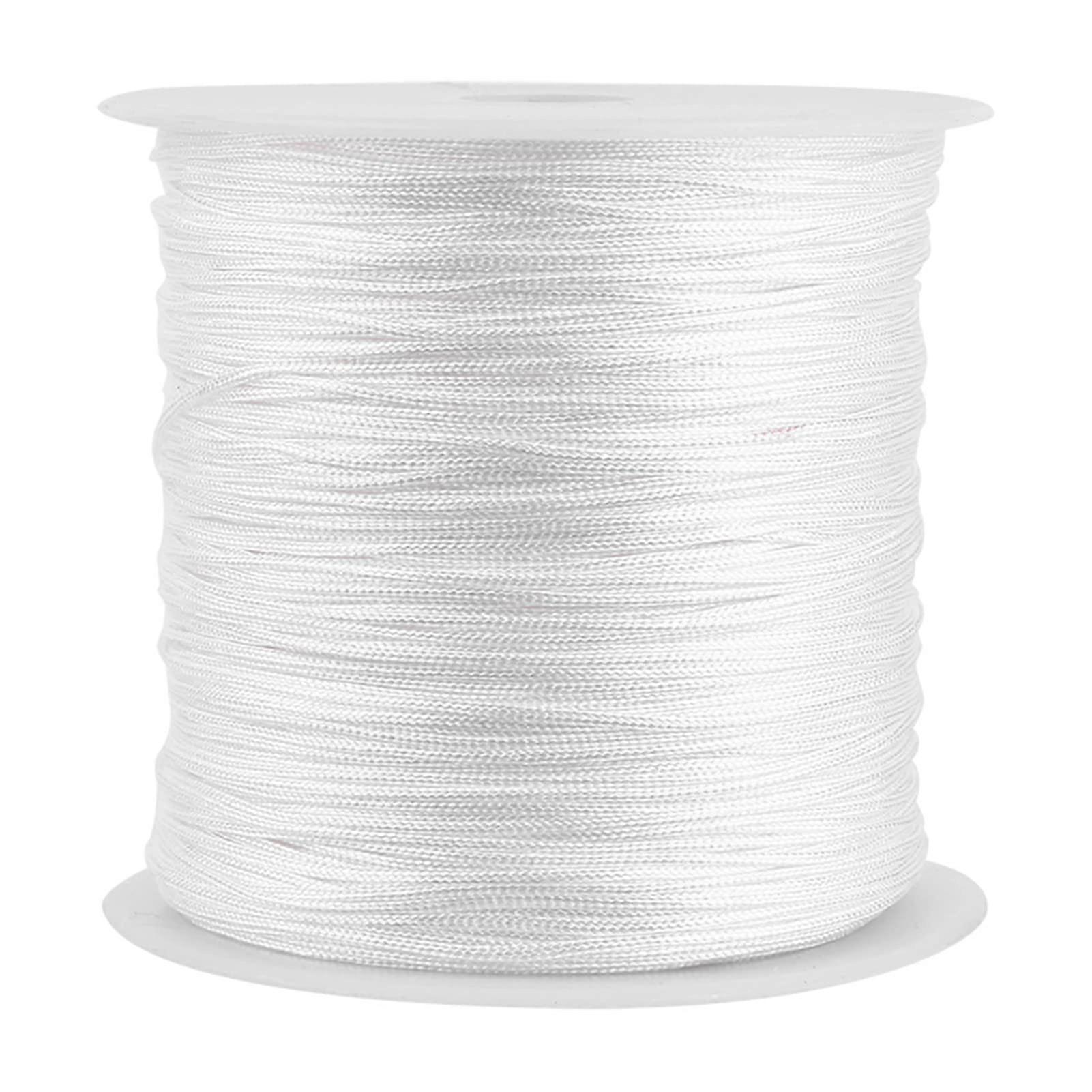 Nylon Beading Cord 100M x 0.8mm Stretch String for Bracelets, Macrame, Chinese Knot, White