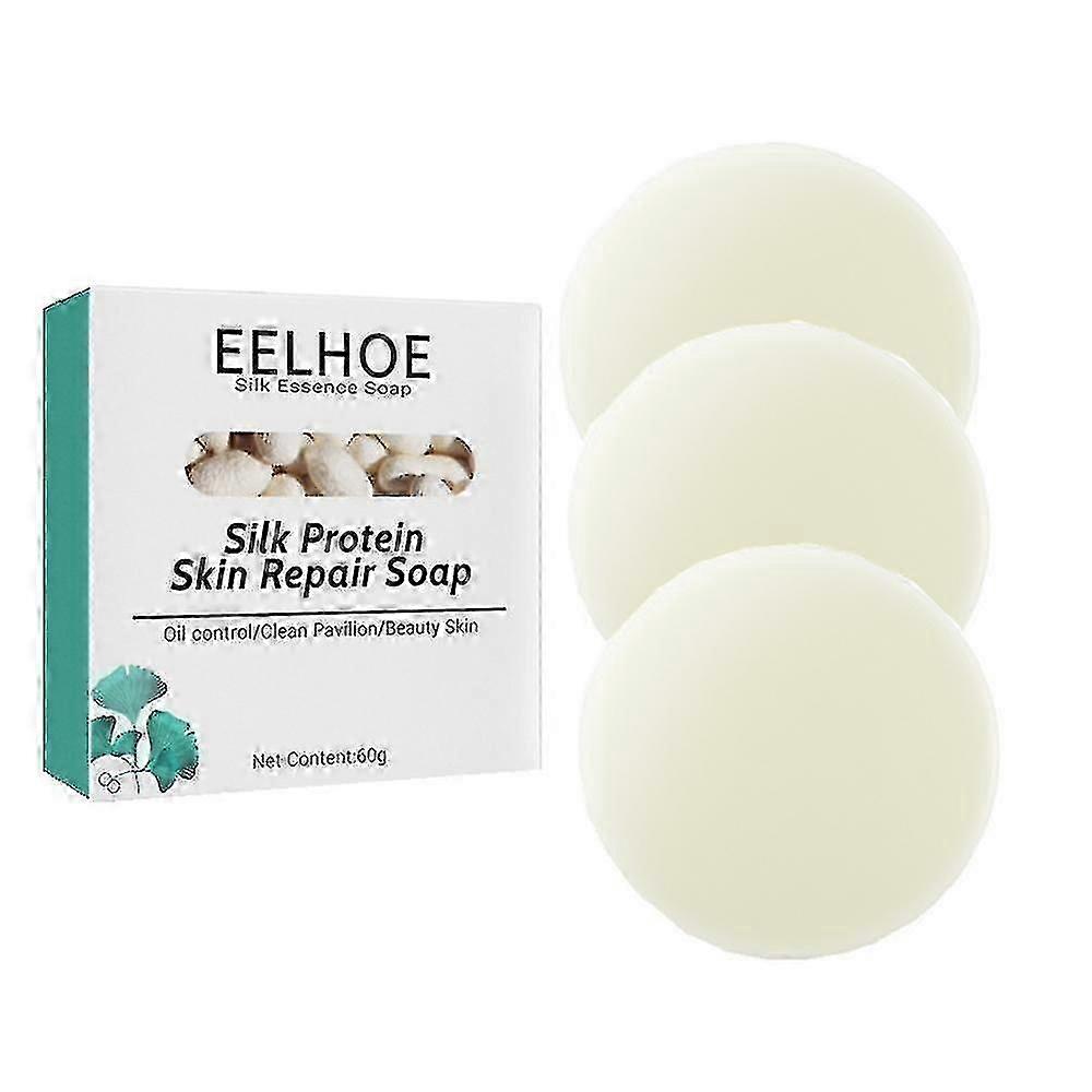 3 stuks geitenmelk zijdezeep, acne verwijderend en huidreinigend zeepblok, zijdeproteïne, huidherstel, hydratatie en mijtverwijdering