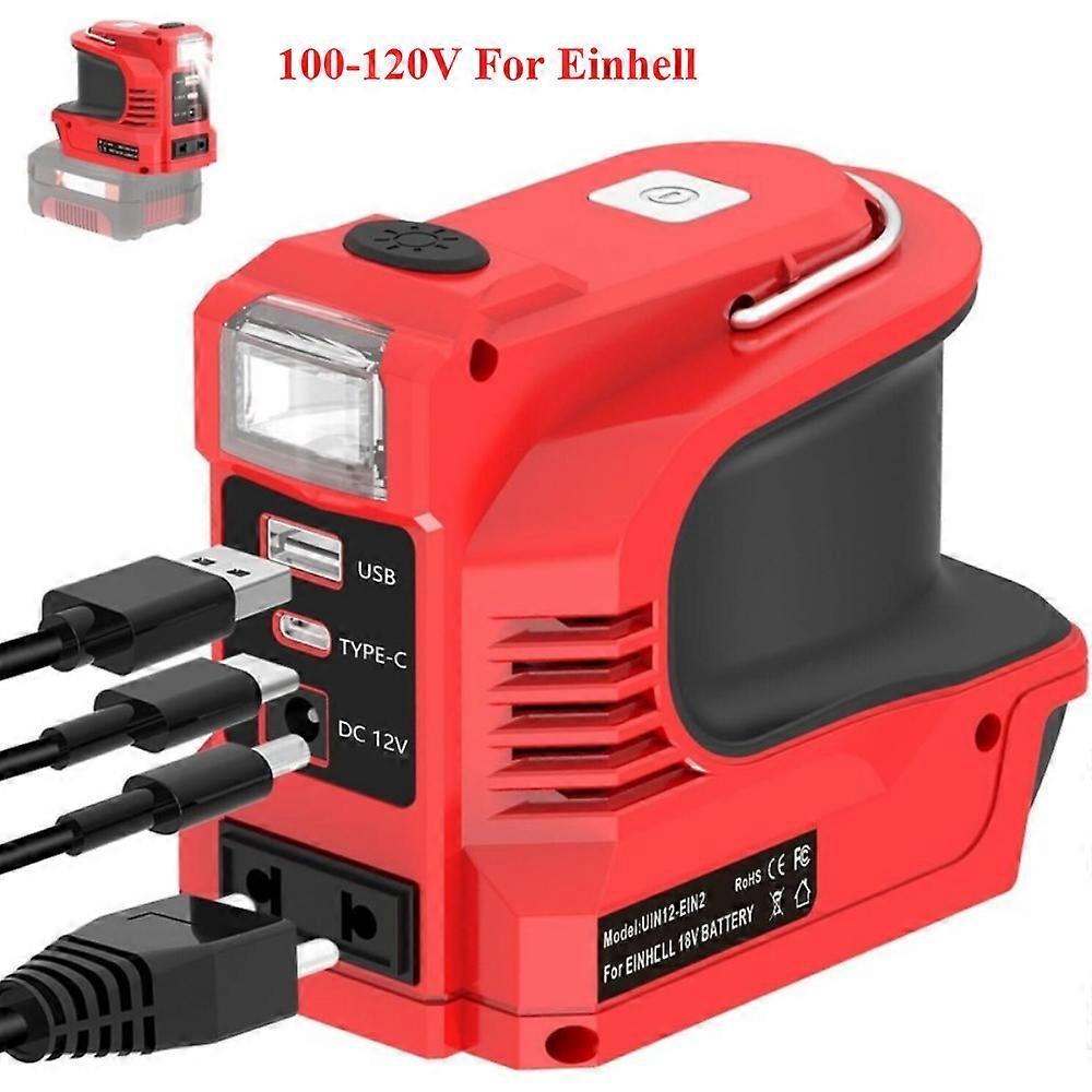 220W Power Inverter for Einhell 18V Battery To AC 100-120V/200-240V Portable Power Supply Inverter With LED Work light USB Type-C Output