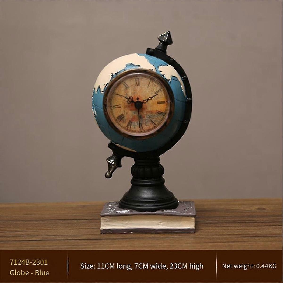 Desk Clock Multi-functional Savings Jar Retro Resin Globe Shape Personality Clock For Office Bedsid