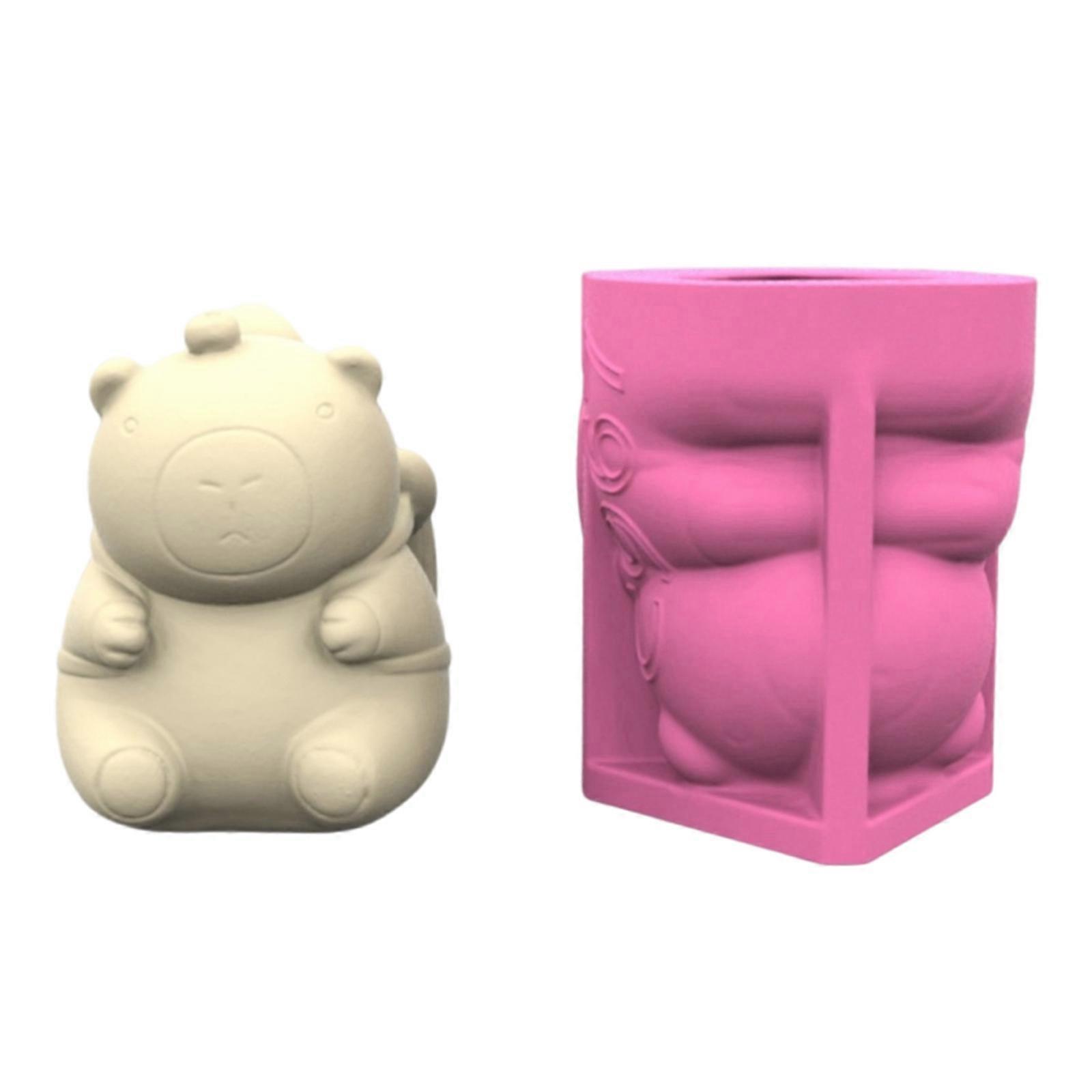 Creative Silicone Planter Mould Capybara Shape Silicone Texture for Making Unique Concrete Vases and Desk Pen Holders Multicolor