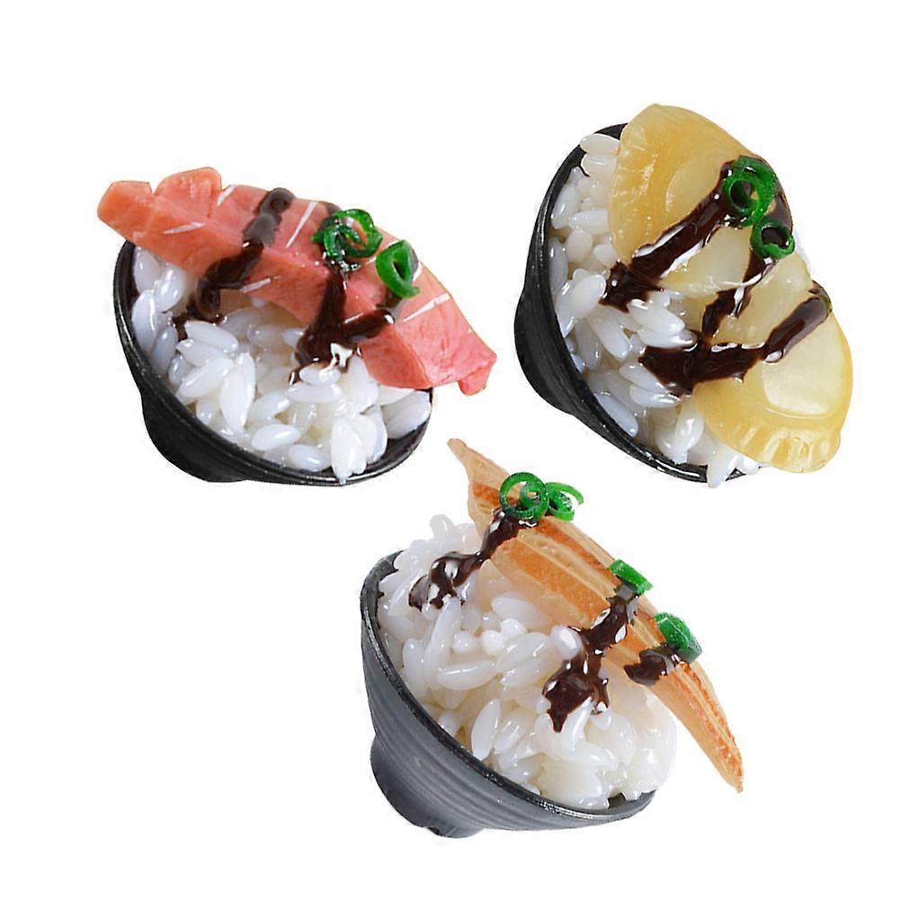 Simulation Food Model Artificial Mini Sushi Rice for Decoration 3Pcs