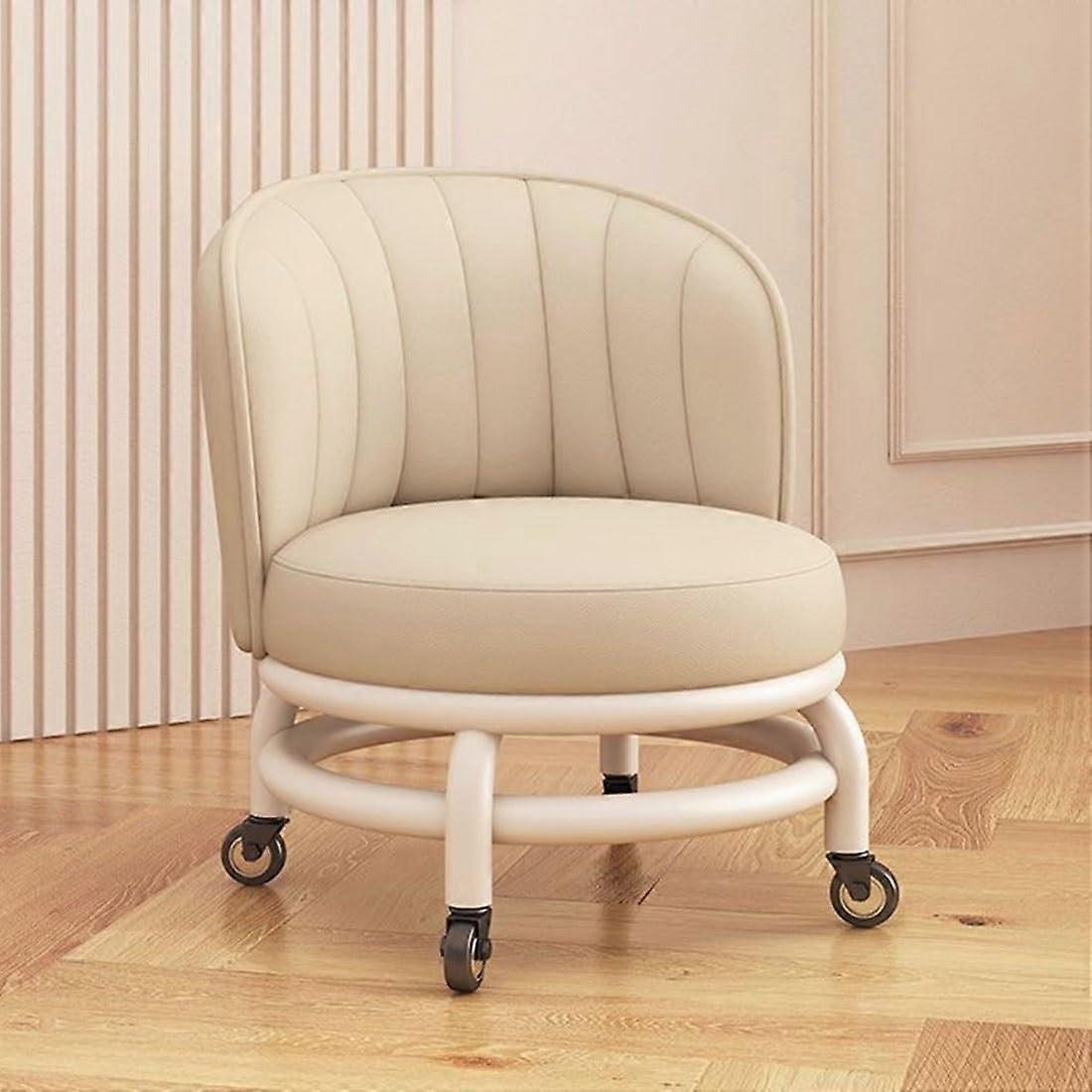 Ergonomic Rolling Stool with Back Support, 360° Swivel Seat, Thick Cushion for Office, Salon, Garage, Black