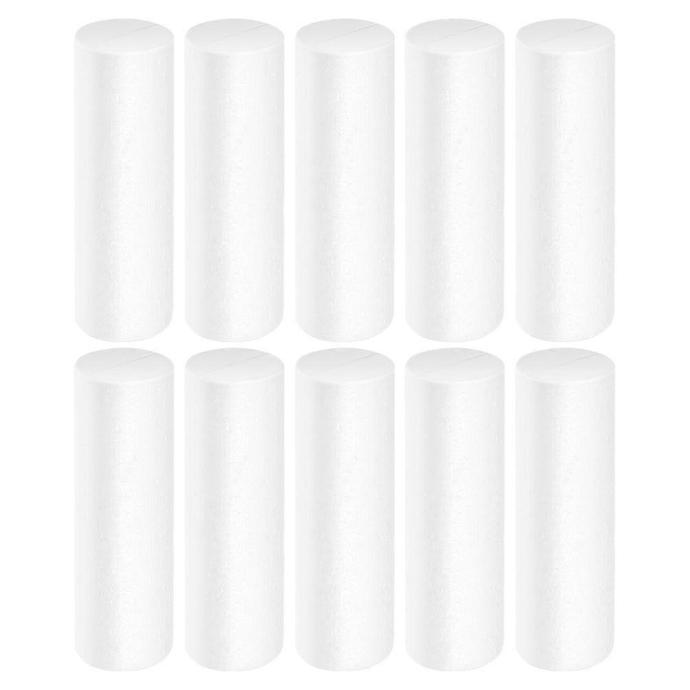 10Pcs White Polystyrene Foam Cylinders For DIY Christmas Decorations Ideal For Creating Unique Ornaments And Flower Arrangements