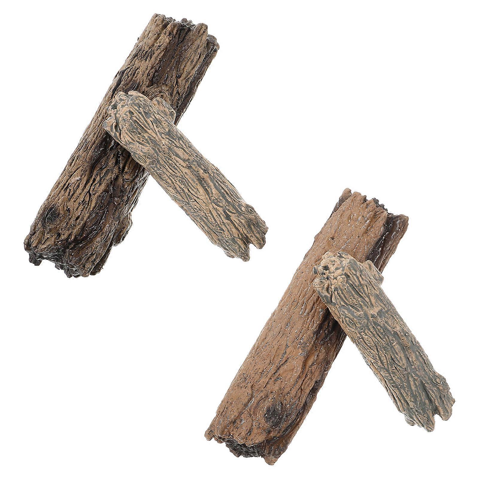 Realistic Micro Landscape Ornamental Models Mini Resin Trunk Shape 11.00X2.70X2.70Cm 4Pcs Great For Model Enthusiasts