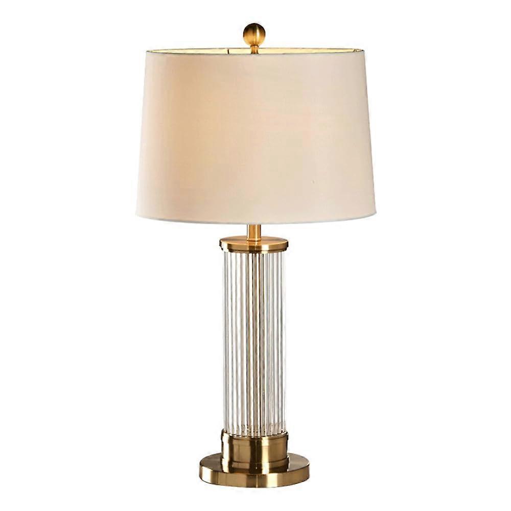 Luxury Handmade Fabric Table Lamp with Elegant Glass Base for Bedroom or Bedside Reading