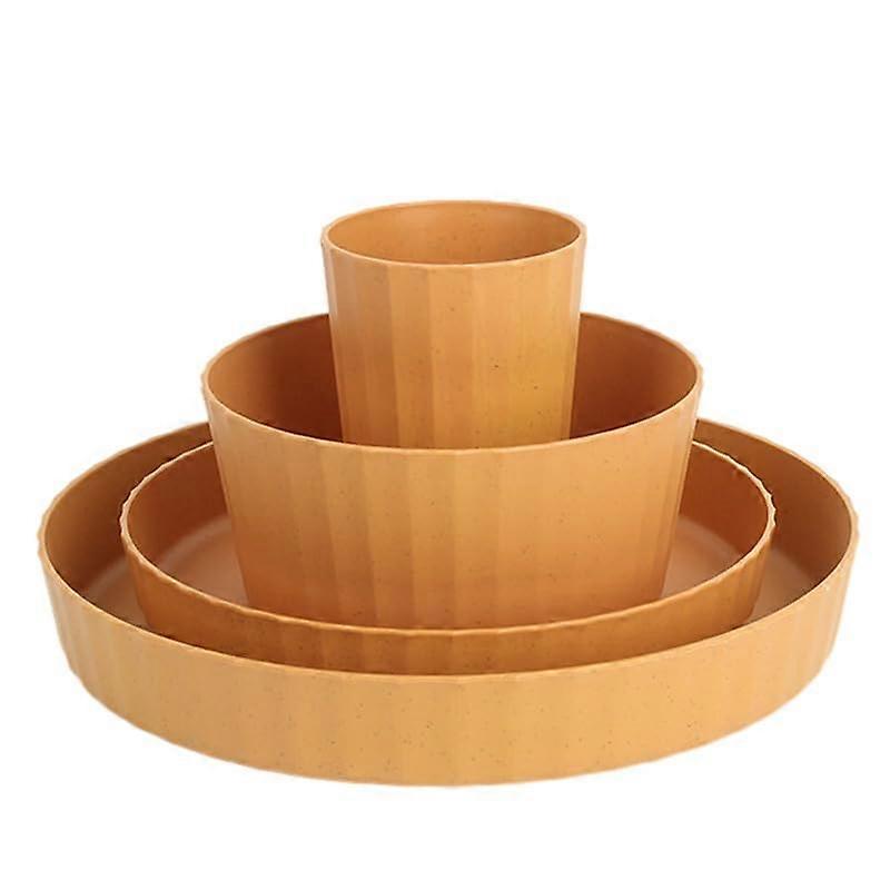 Wheat Straw Dinnerware Set 8Piece Lightweight Stackable Plates Bowls Cups for Home and Picnic