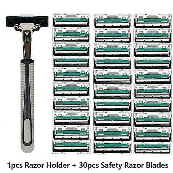 Stainless steel manual razor for men 2-layer razor with 30