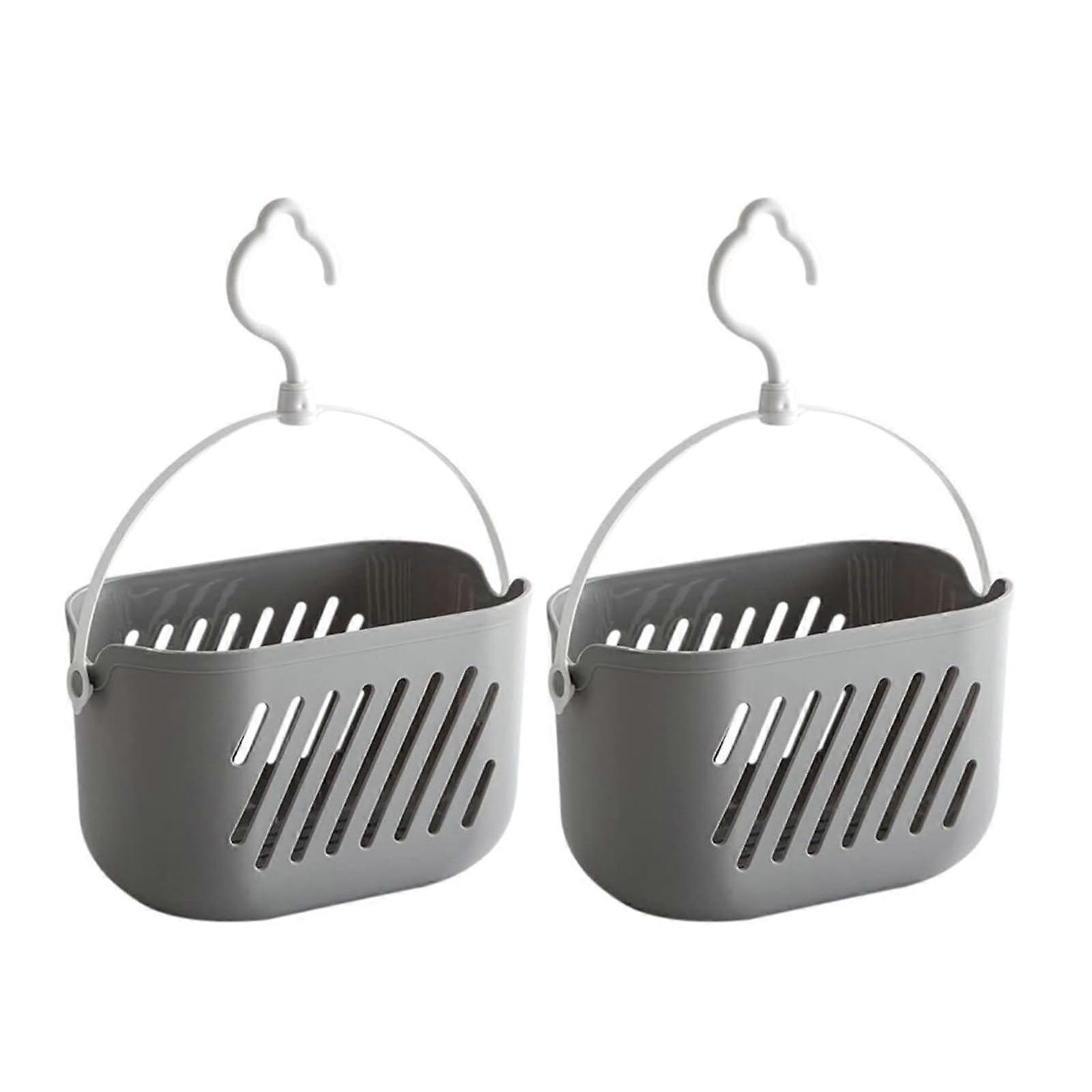 Hanging Shower Caddy with Drain Holes, 2Pack Plastic Baskets with Handle for Bathroom Storage