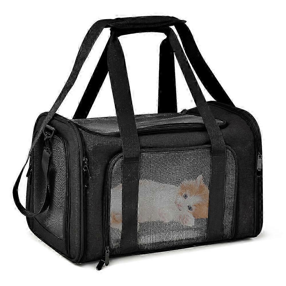 Breathable Soft-Sided Cat Carrier Backpack for Travel, Foldable Pet Carrier for Small Dogs