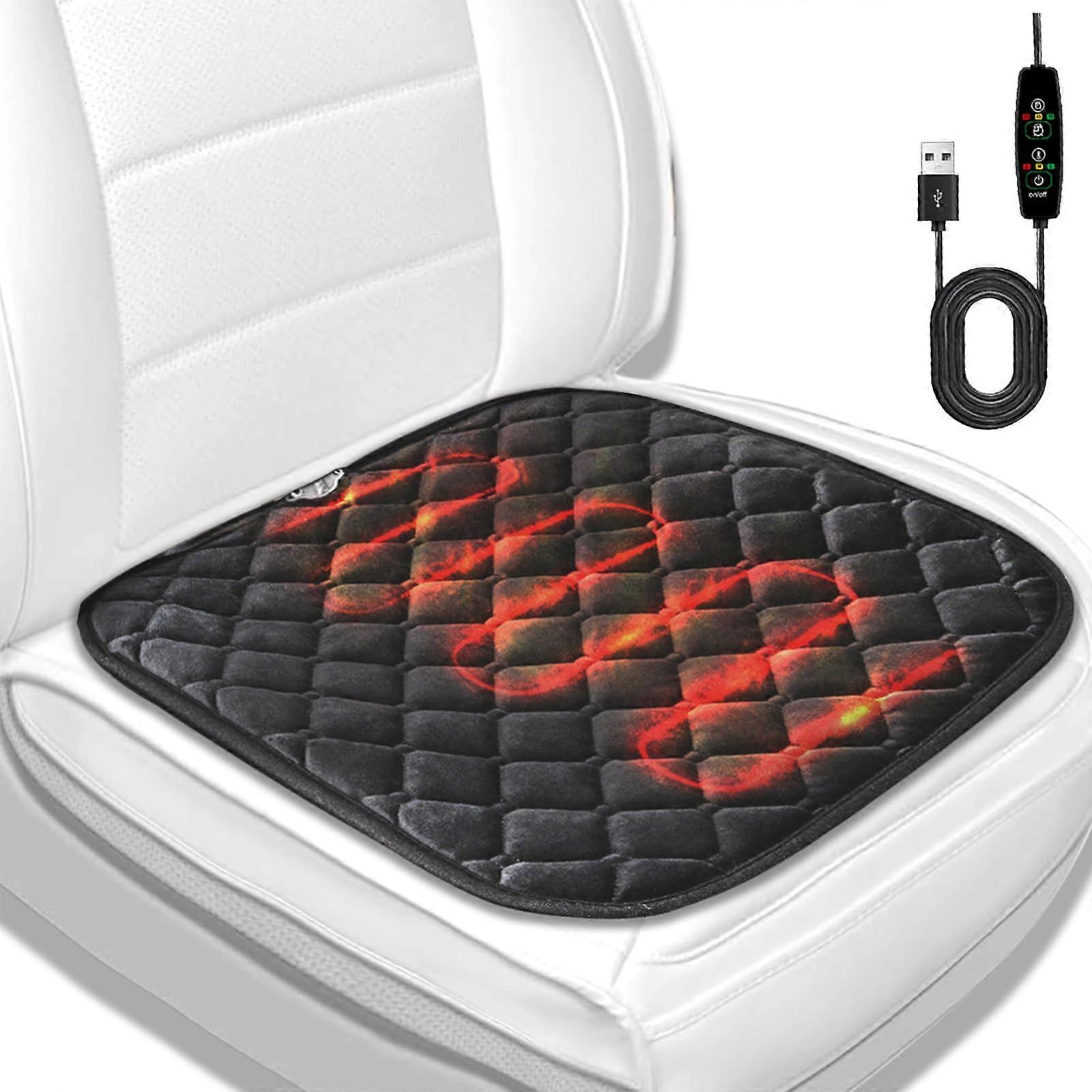Heated Seat Cushion with Adjustable Heat Control, USB Seat Pad for Car and Office, Plush NonSlip Design