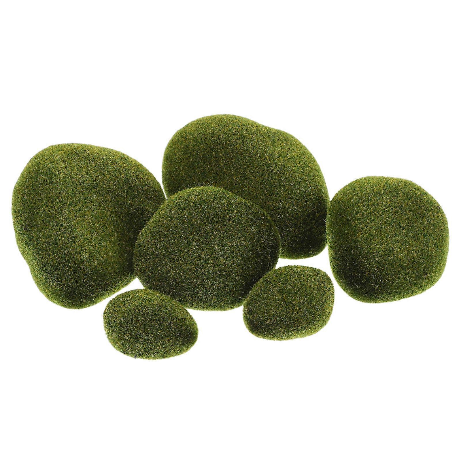 Decorative Artificial Moss Stones 6Pcs for Garden Craft Projects