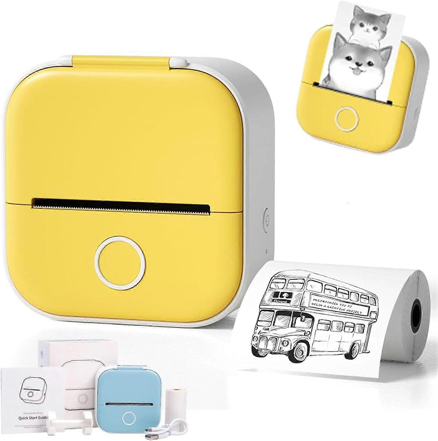 Print Pod, Print Pods Mini Printer, Pocket Sticker Printer, Inkless Thermal Printer for DIY Scrapbook, Compatible with iOS/Android (Yellow)