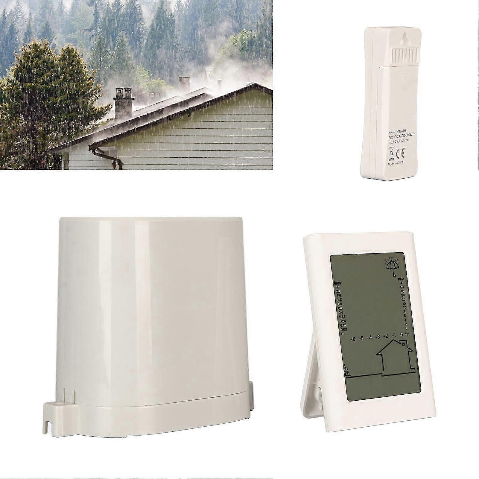 Wireless Digital Rain Gauge & Thermometer with Orange Backlight