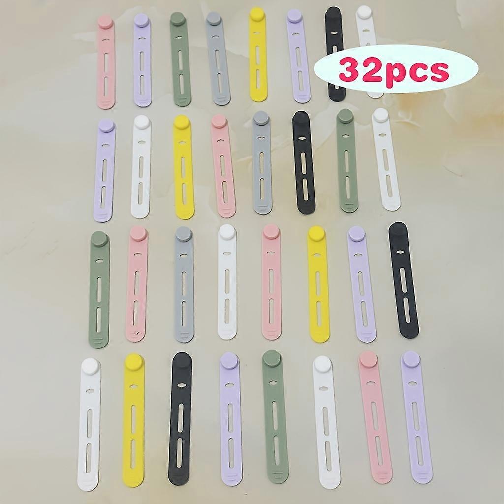 32pcs Reusable Creative Soft Cables Ties in 7 Mixed Colors, Ideal for Organizing Data Lines and Headphone Wires, Cable Tie Clip