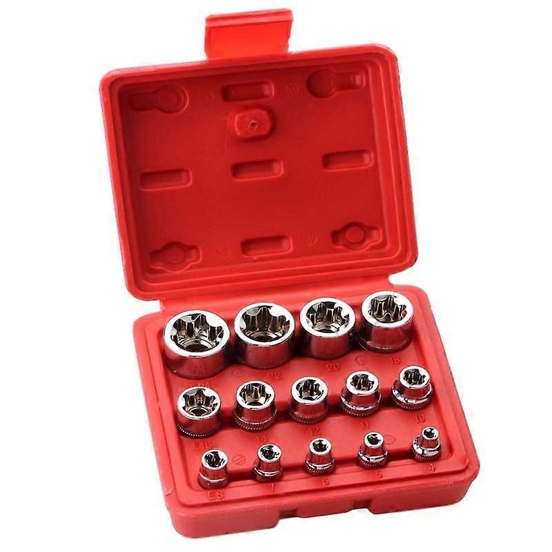 14pcs/set E-type 6-corner Plum Blossom Socket Combination Car Repair Kit Tool