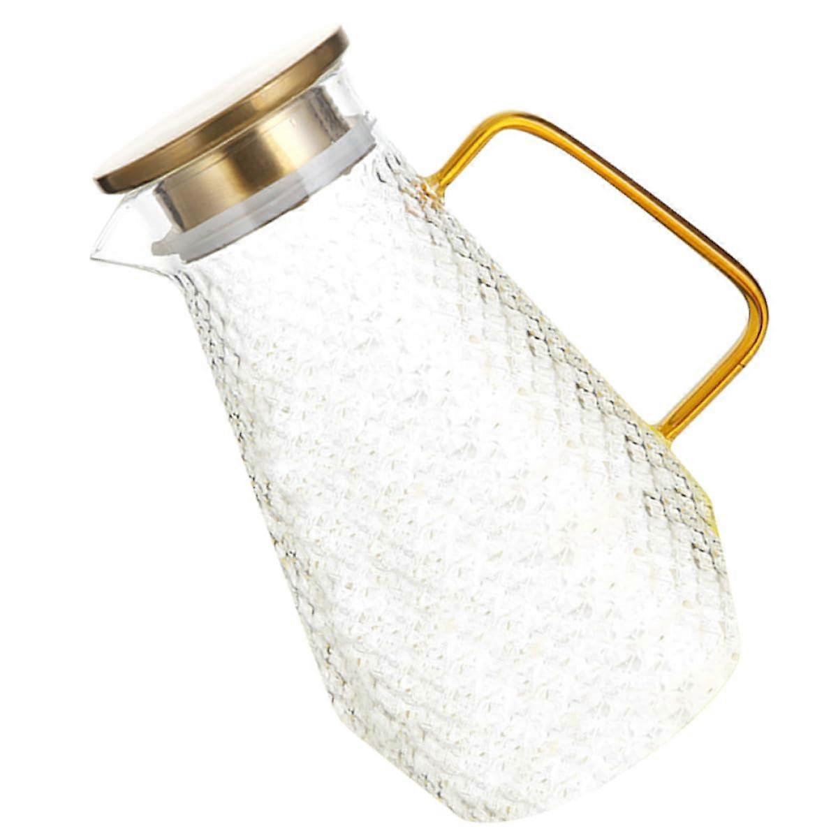 Glass Pitcher with Lid, Large Capacity Heat Resistant Jug for Hot and Cold Beverages