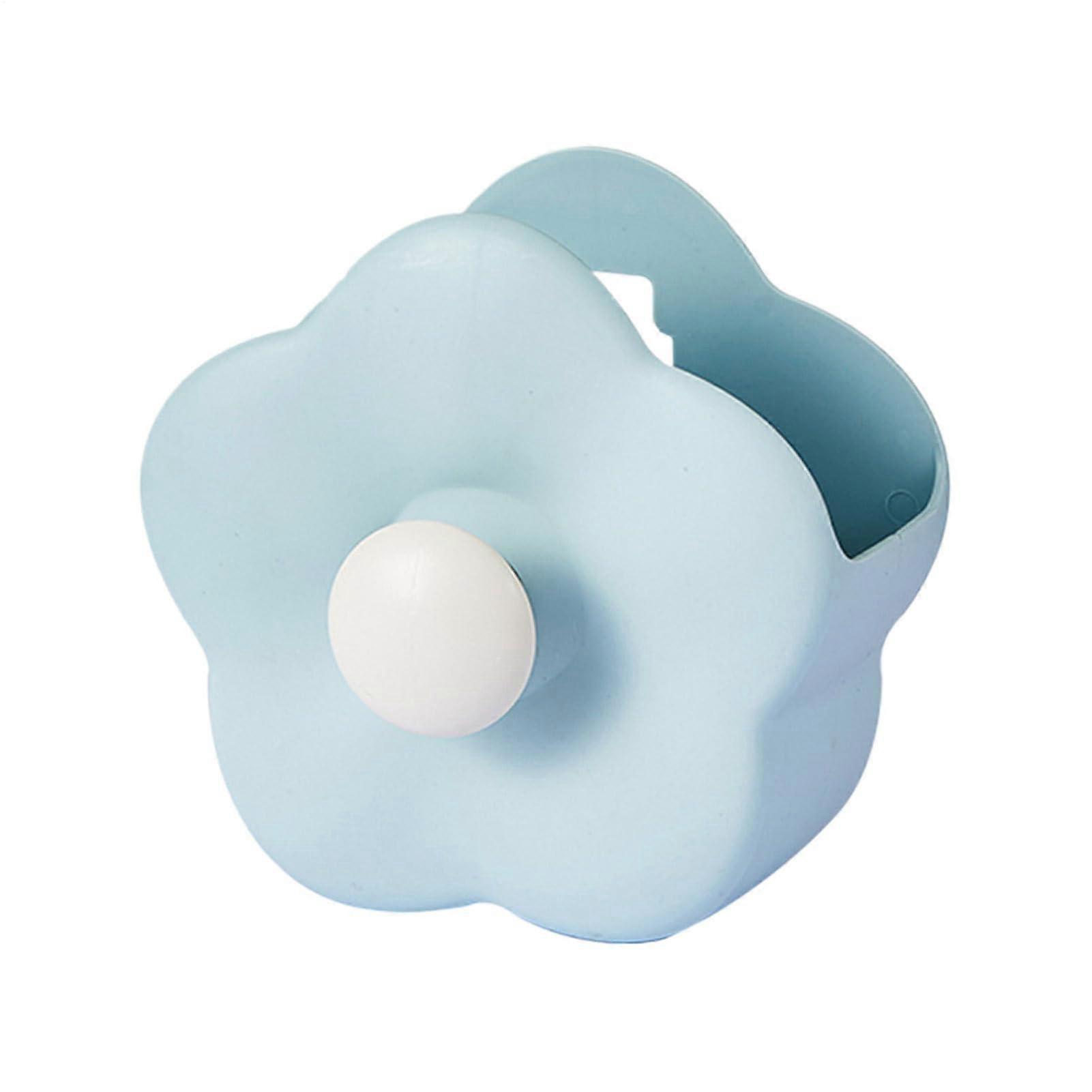 Bathroom Wall Shelf with Adhesive Mount, No Drilling Shower Storage Organizer, 3D Flower Design, Blue