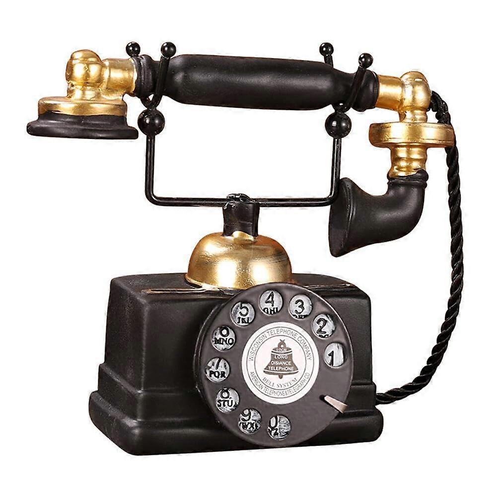 Vintage Resin Rotary Phone Model with Antique Style Design for Retro Desk and Home Decoration
