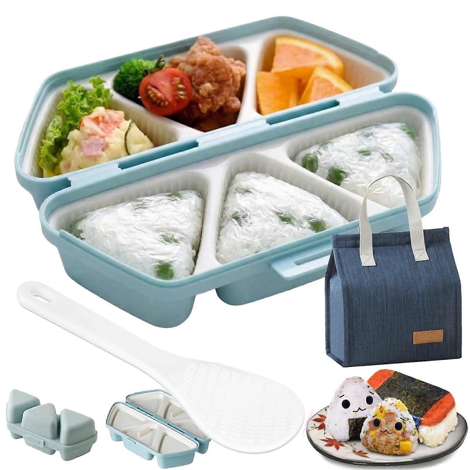 Onigiri Mold 6 Cavity Nonstick Sushi Rice Ball Maker for Triangle Seaweed Rice Balls Blue