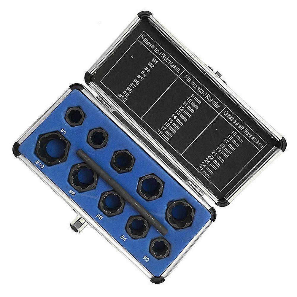 11pcs Non Slip Broken Studs Round Bolt Twist Sockets Locking Wheel Nut Remover