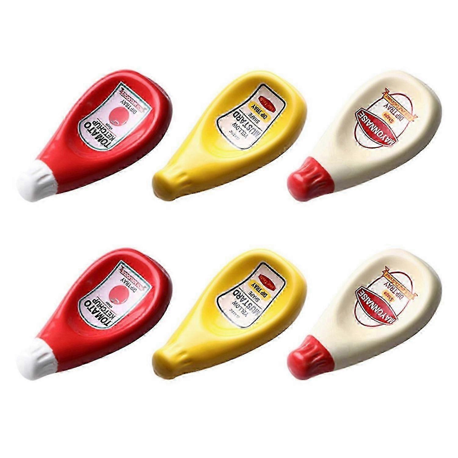 3-Piece Ceramic Squeezer Tomato Sauce Bottle-Shaped Condiment Set - S