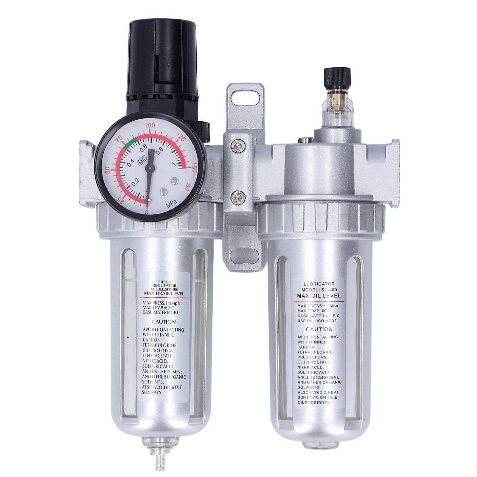 G1/2 Air Compressor Filter Regulator, 4 Micron Water Oil Separator for Pneumatic Tools, Durable Alloy