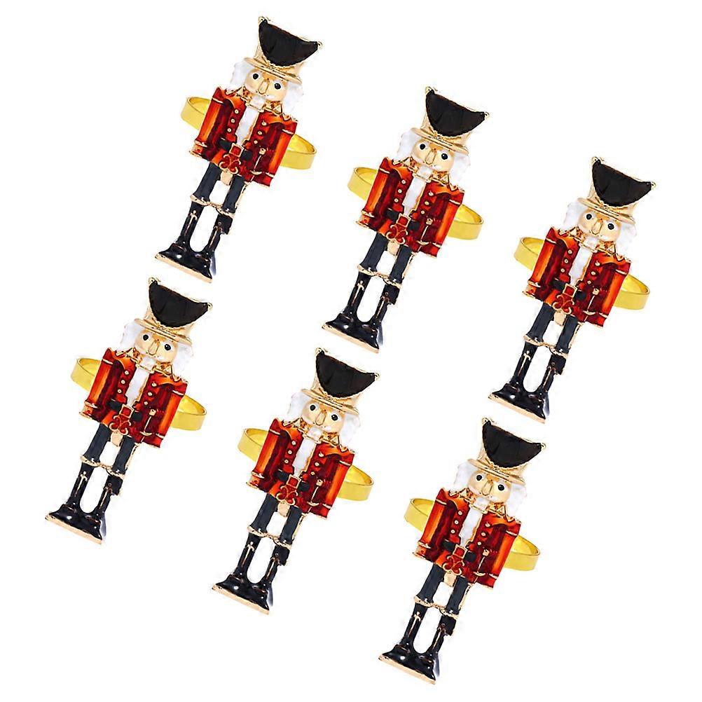 Metal Nutcracker Napkin Rings Holders for Christmas Decor 6Pcs