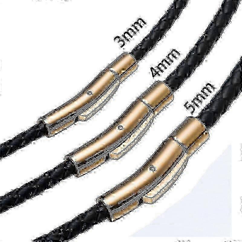 Schwarze Lederhalskette (3/4/5 mm) fr Damen und Herren  Geflochtenes  Choker-Halsband mit magnetischem Edelstahlverschluss (26 Zoll) | Fruugo DE