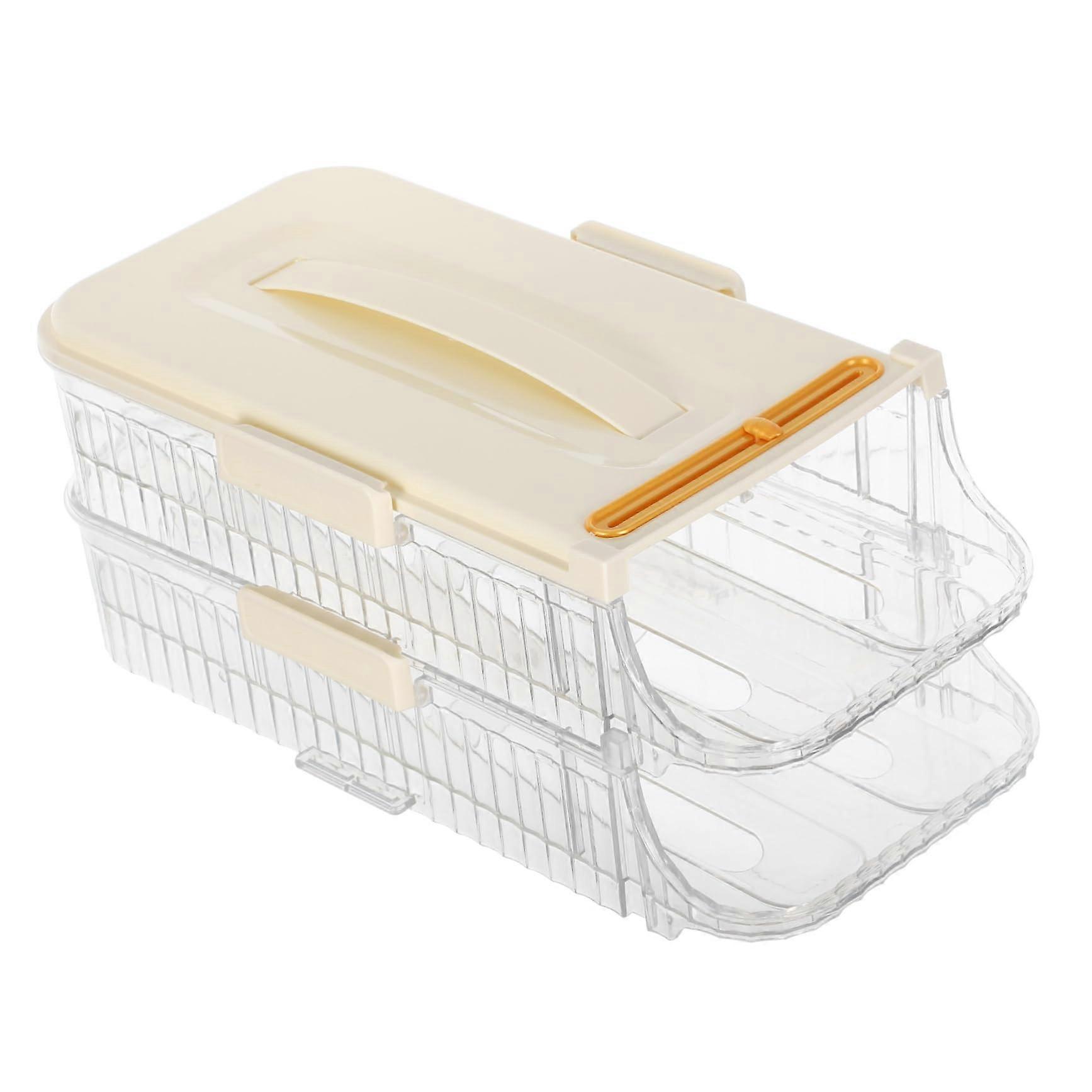 Refrigerator Egg Holder with Automatic Rolling System, Clear SpaceSaving Organizer for Fridge Door