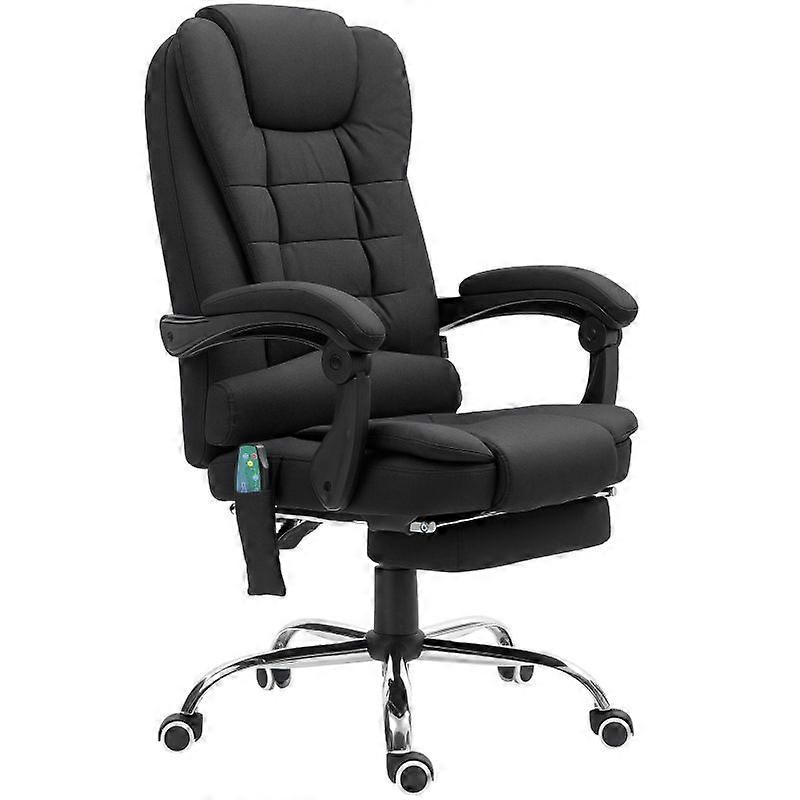 Linen Desk Chair with 6-Point Massage and Recline Function