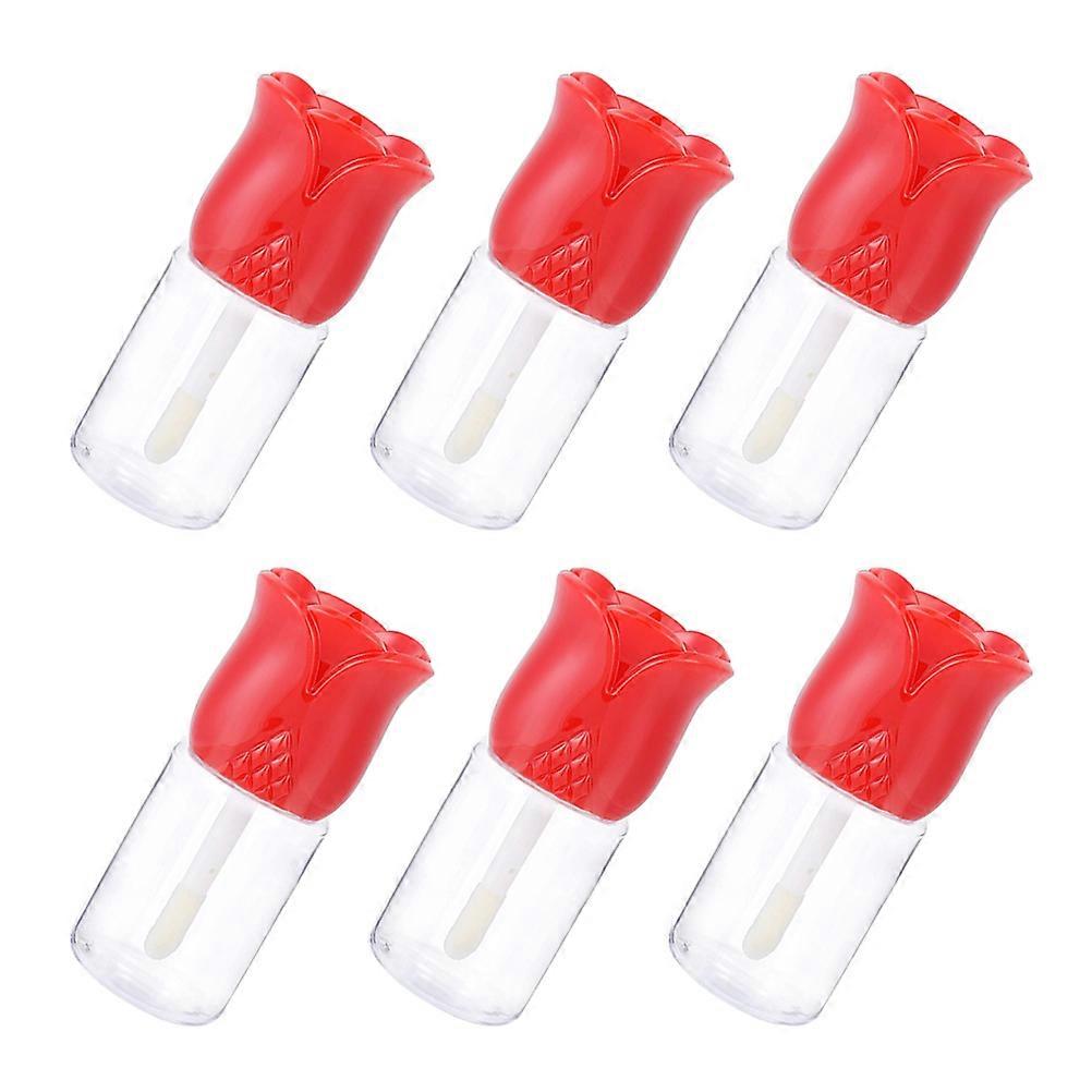Refillable Lip Gloss Tubes Lip Balm Bottles for Storage Use 6Pcs Red