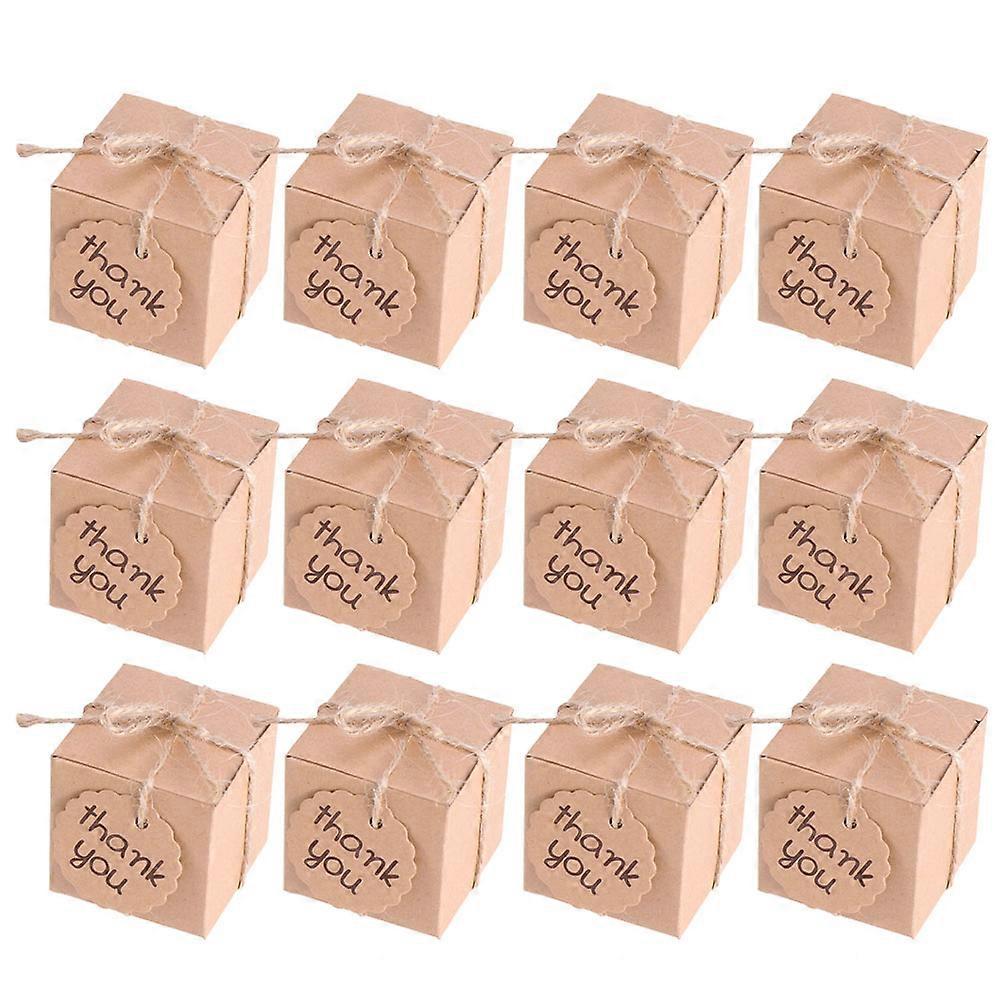 Kraft Paper Candy Box Square Shape Storage Case for Gift Use 40Pcs