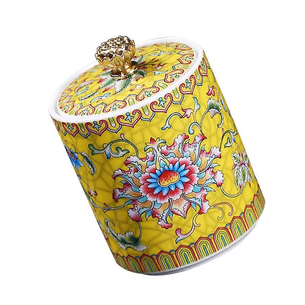 Ceramic Tea Jar for Storage Elegant Yellow Tea Sealed Jar Organizer