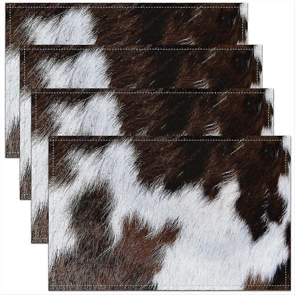 2026 Cow Print Placemats, Elegant Design, Washable Table Mats