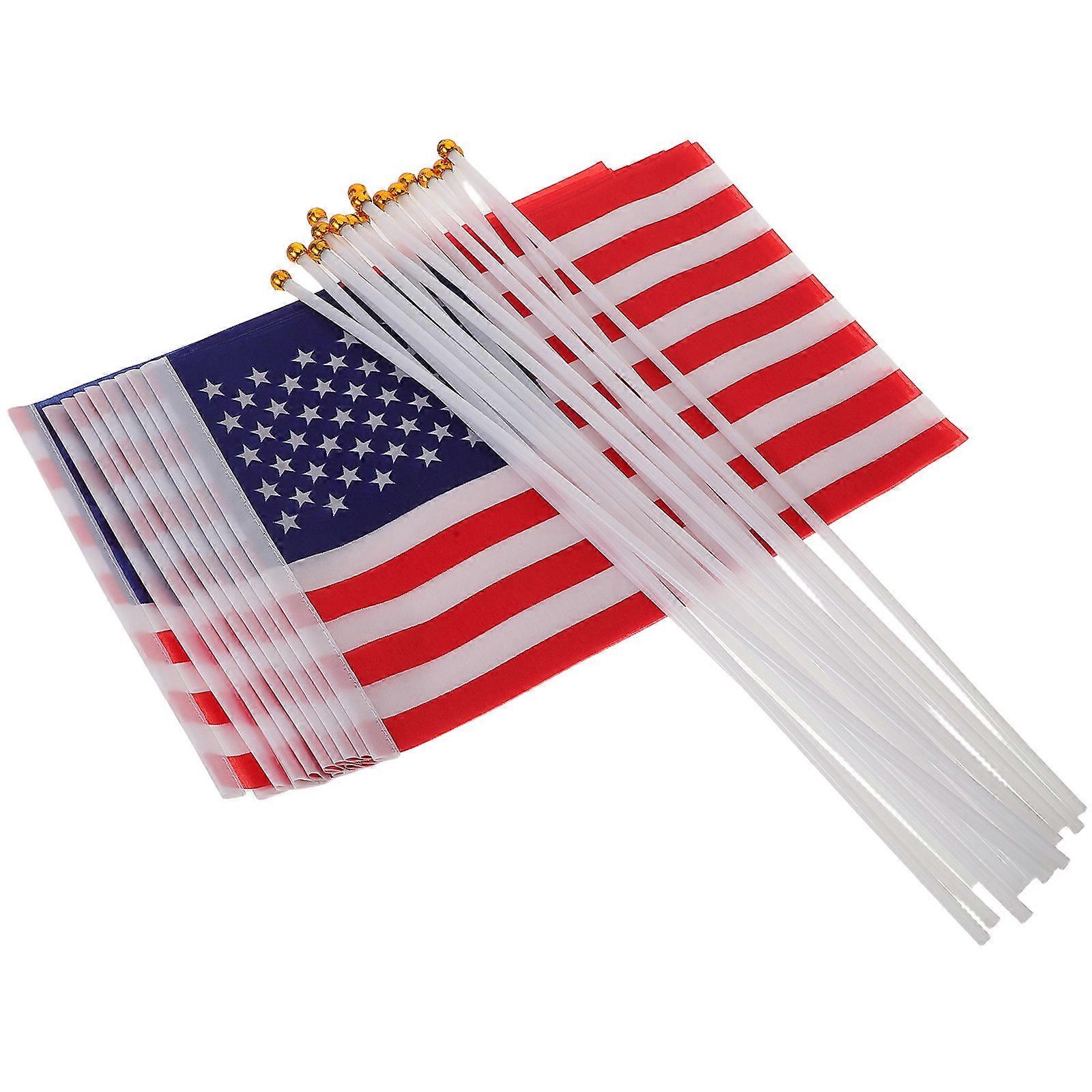 Mini Us Flags on Sticks Handheld American Flag for Memorial Day 80Pcs
