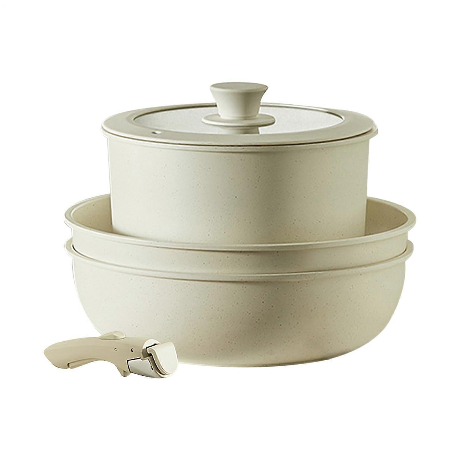 Cookware Set 5 Piece Nonstick Stackable Pots and Pans with Detachable Handle for RV and Induction