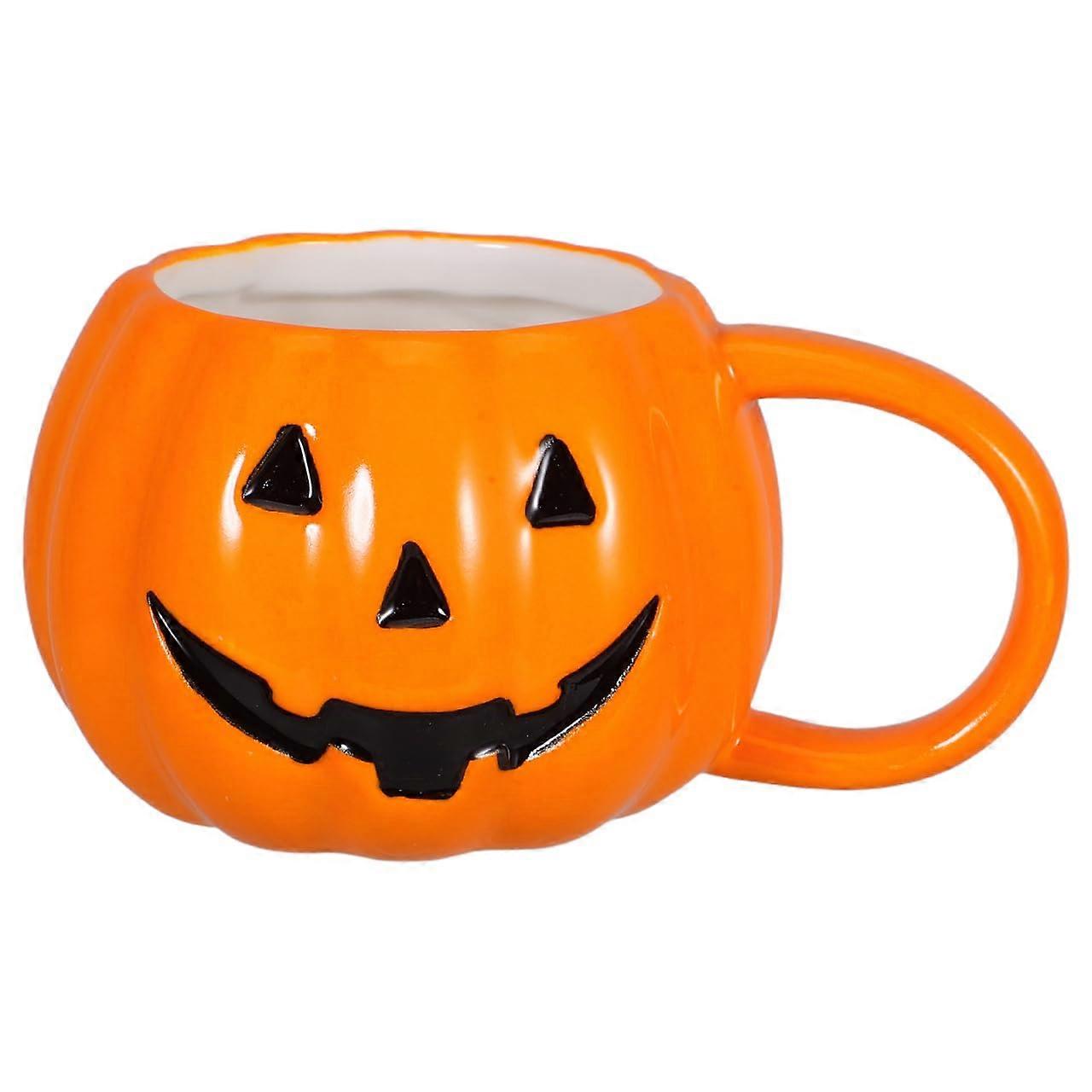 Halloween Coffee Mug Ceramic Pumpkin Design with Ghost Handle, Fall and Party Use, 11oz 320ml