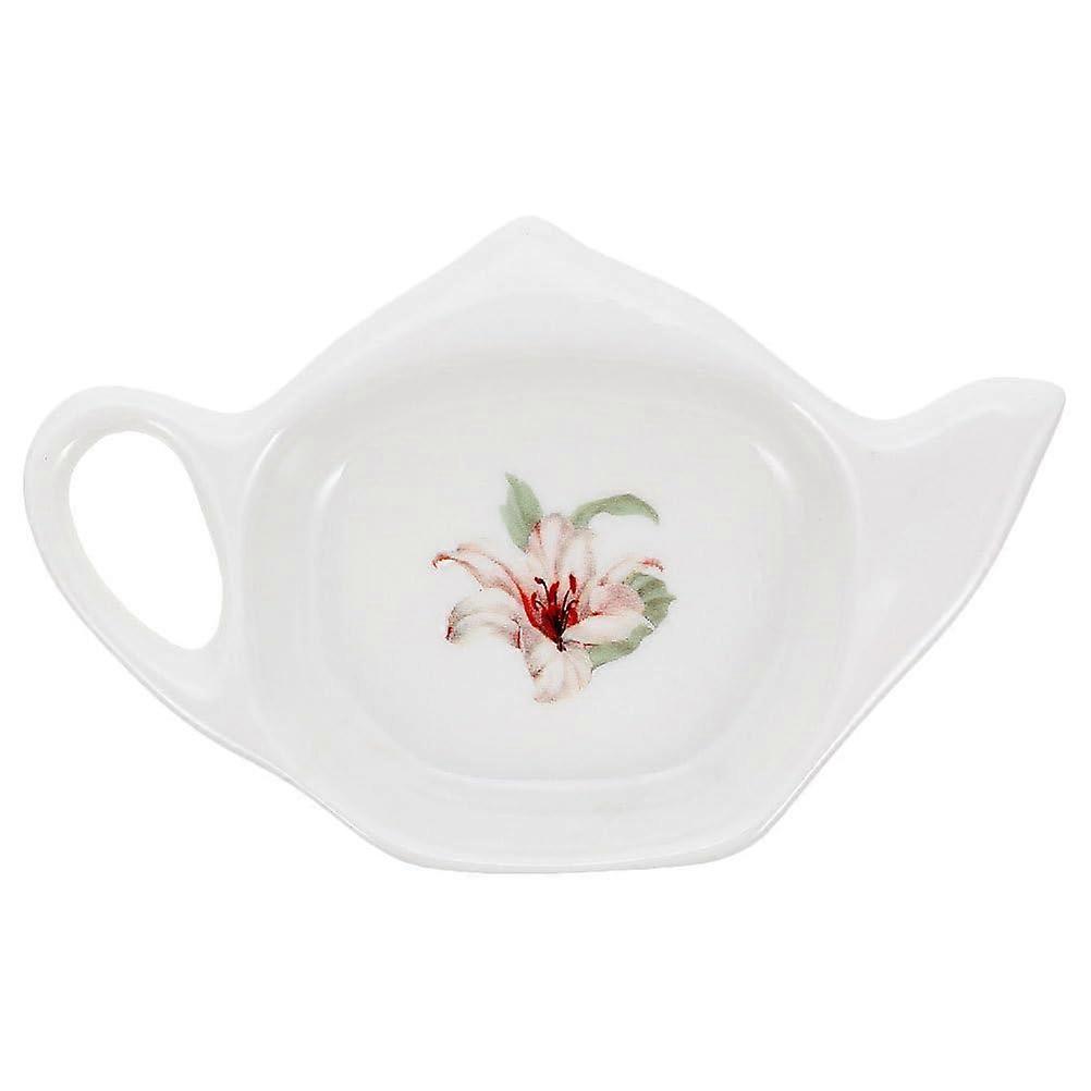 Ceramic Tea Bag Holder Teapot Shape Small Dish Coaster for Kitchen Office Vintage Style