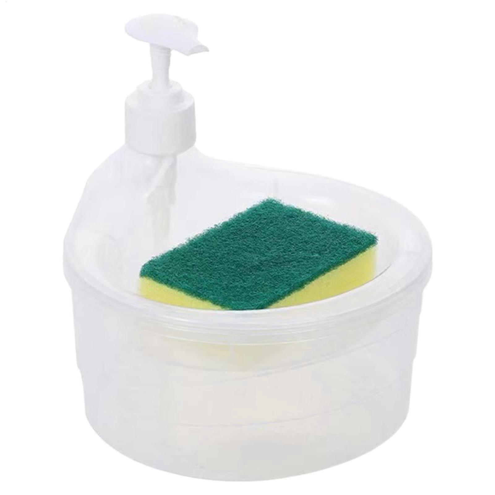 2 in 1 Dish Soap Dispenser with Removable Sponge Holder, Press Type Kitchen Soap Dispenser White
