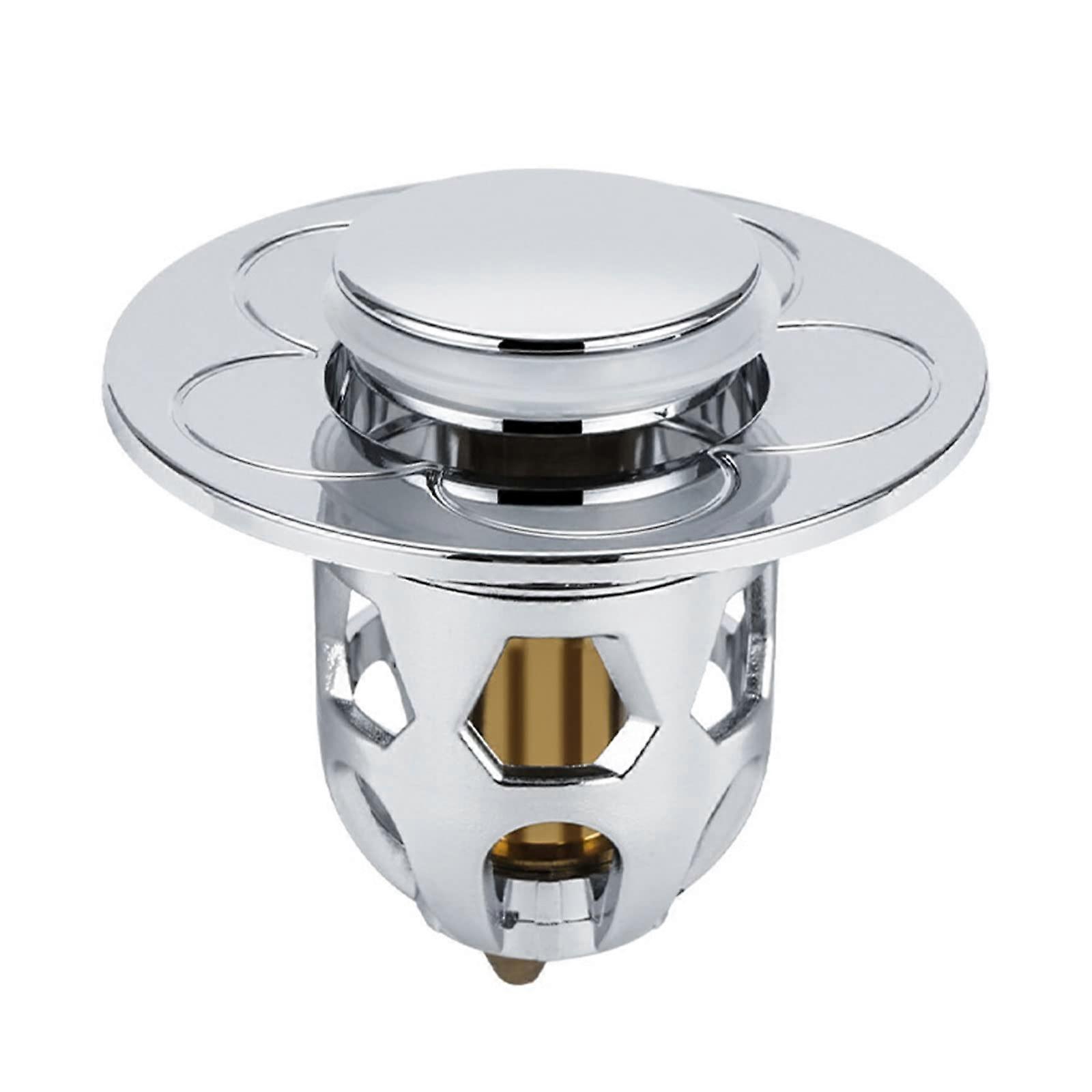 Sink Drain Stopper with AntiClogging Design, Removable Bathroom Sink Strainer for Easy Cleaning, Silver