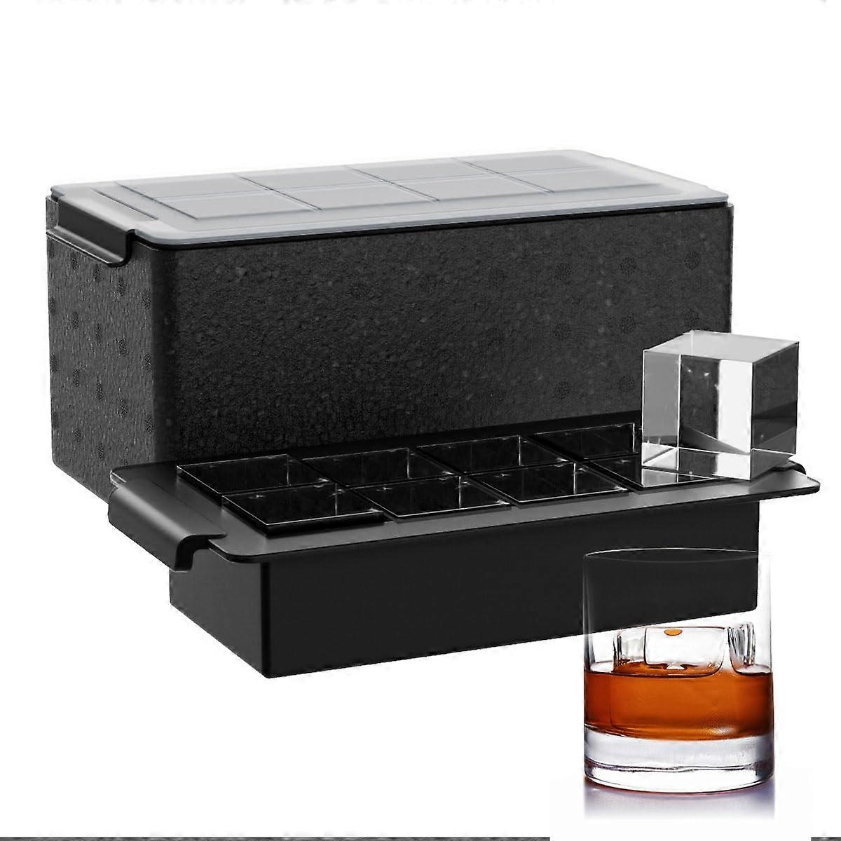 Clear Ice Cube Tray for Whiskey, 2 Inch Square Maker with Slow Melting Large Cubes, 8 Mold