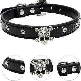 Halloween skull pet adjustable collar (black, L size) 1 pieces