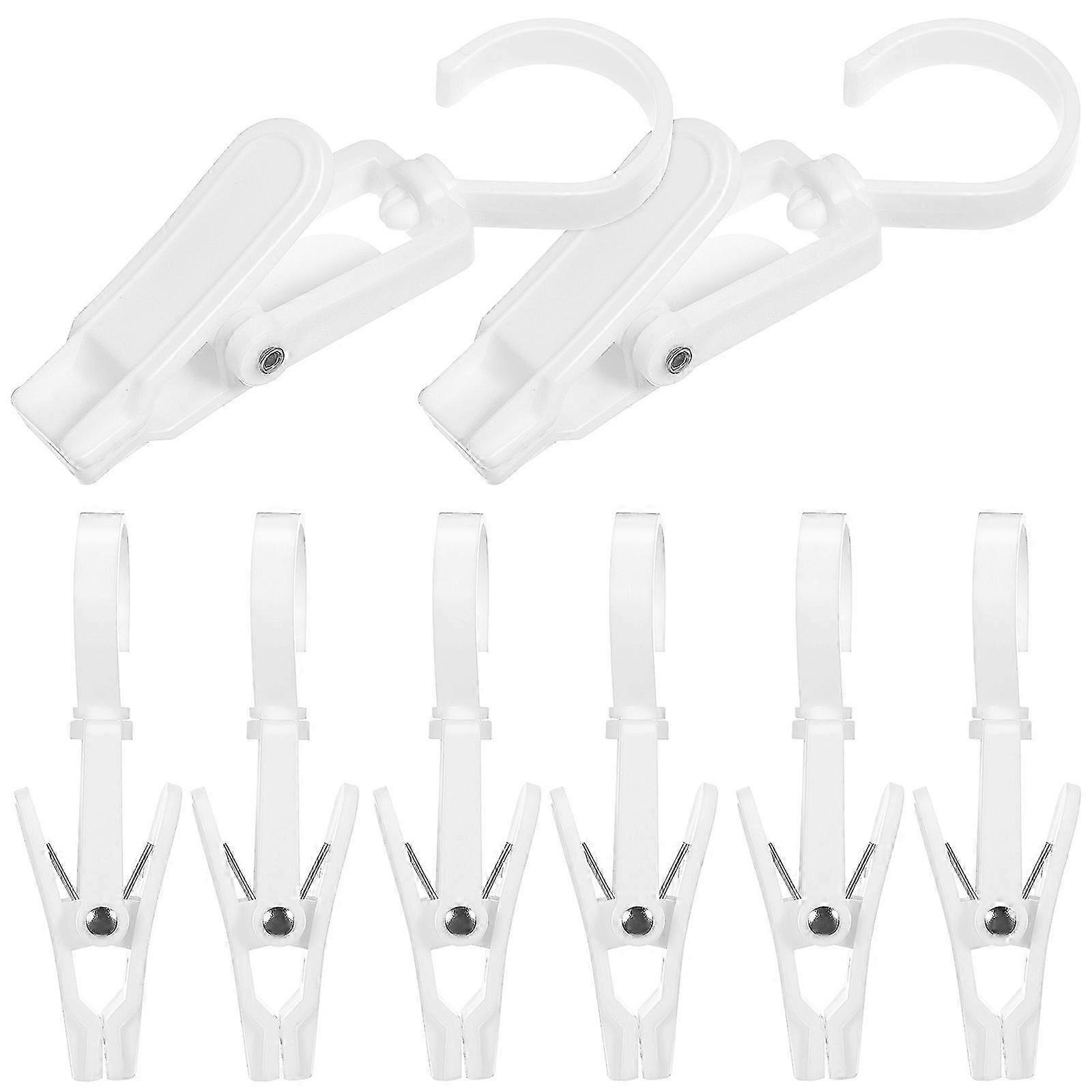 Laundry Swivel Hooks Clips for Hanging Clothes Plastic 10Pcs White