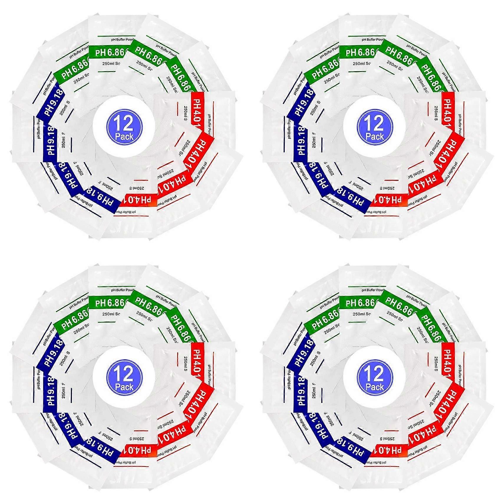 48 Pack PH Meter Buffer Solution Powder 6.86/4.00/9.18, PH Calibration Solution Packets for Precise PH Meter