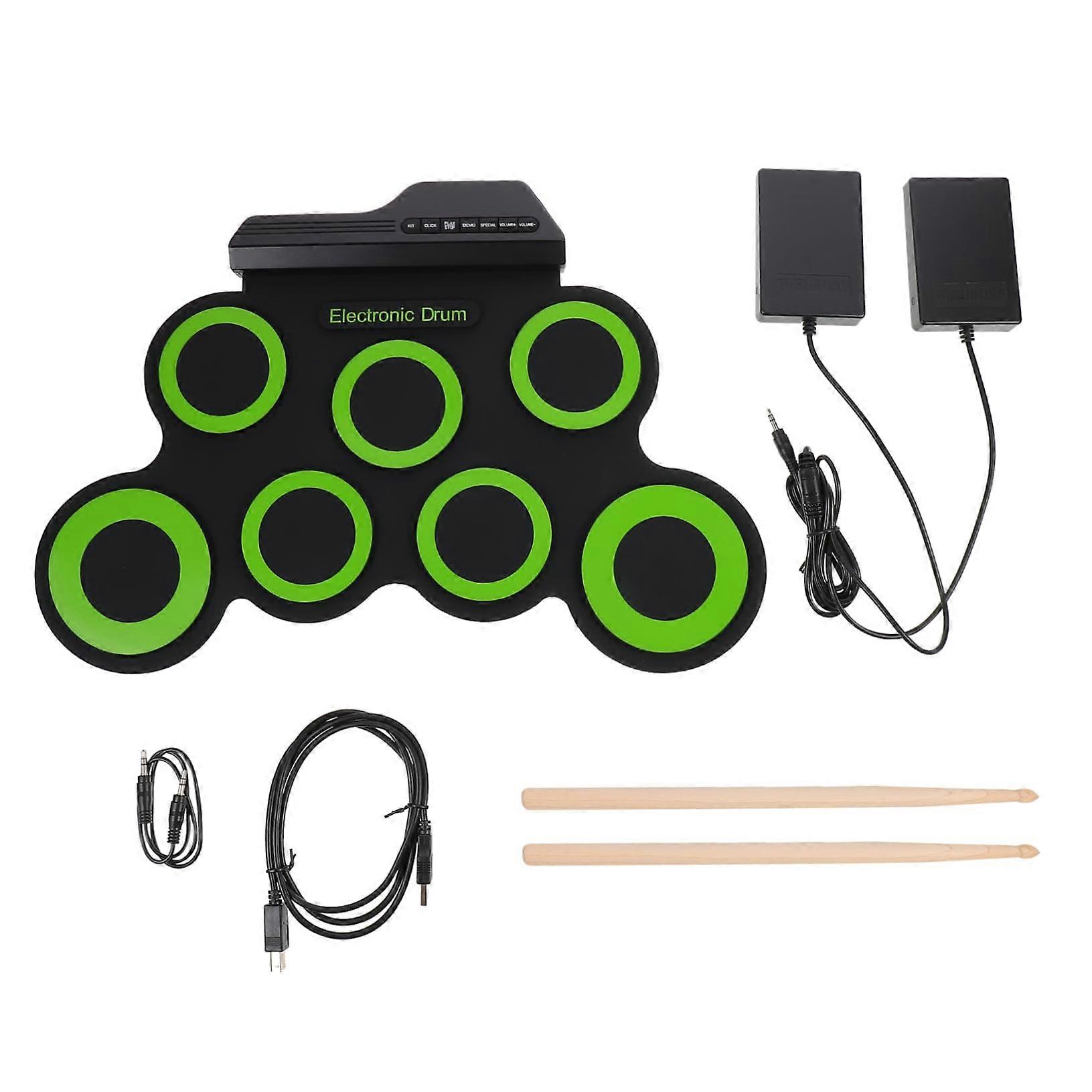 Electronic Drum Kit with Adjustable Tempo Control, USB Roll Up Drum Set for Practice and Travel